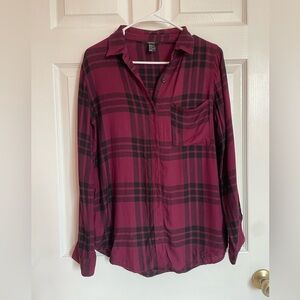 Forever 21 small deep red/purple long sleeve soft button down-barely worn